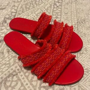Red Fringe Rothy’s Sandals